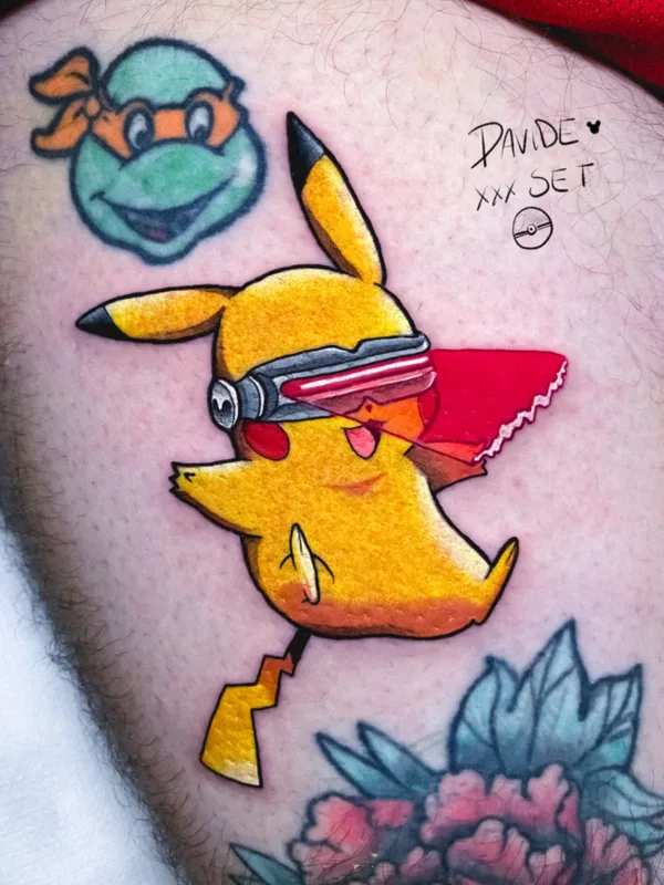 color cartoon Tatuaggio su thigh #53884 | Tatuatore Davide Set