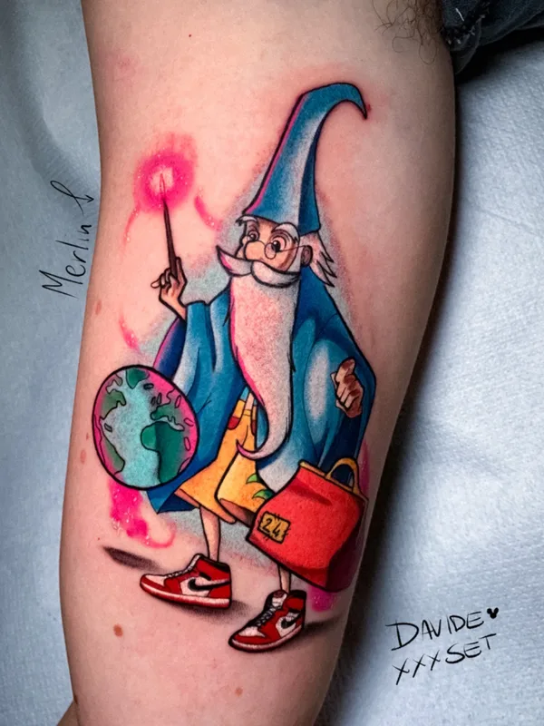color cartoon Tatuaggio su thigh #53892 | Tatuatore Davide Set