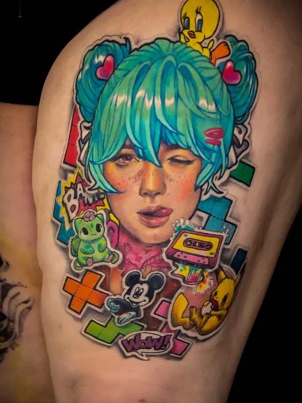 female color anime 타투 부위 thigh #53912 | 타투이스트 Катя Перец