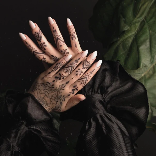 Ornamental Floral, Geometric tattoo on Hand