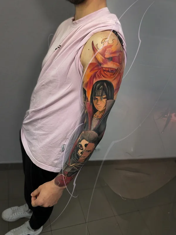 male color anime tattoo auf full sleeve #65948 | Tätowierer Рибчинський Ярослав/ Yarkin