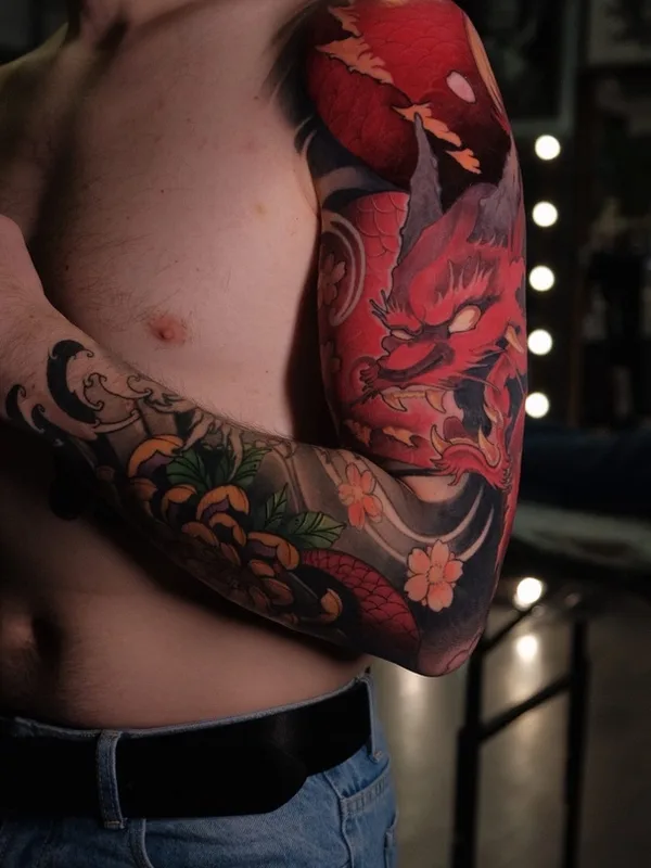 male color japanese tattoo auf sleeve #65977 | Tätowierer Anton Raym
