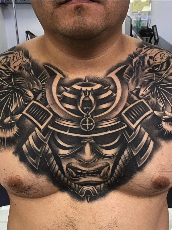 male black and grey black and grey Tatuaggio su chest #65999 | Tatuatore Lawrence Fong