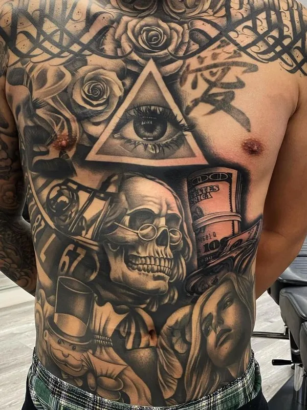male black and grey realism Tatuaggio su chest #65997 | Tatuatore Lawrence Fong