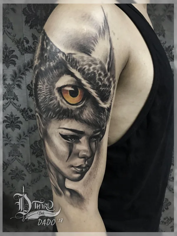 black and grey realism татуировка на upper arm #66041 | Тату мастер Ricardo David