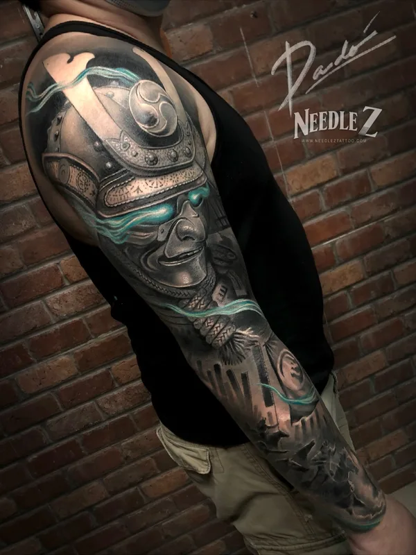 black and grey japanese татуировка на full sleeve #66042 | Тату мастер Ricardo David
