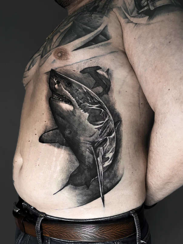 Реализм Shark, Ocean tattoo на Живот