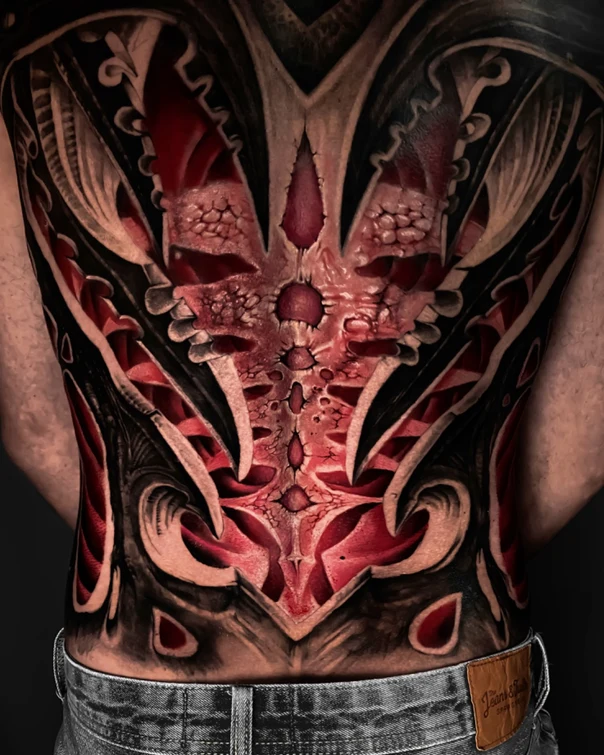 Biomechanical Abstract tattoo on Full Back