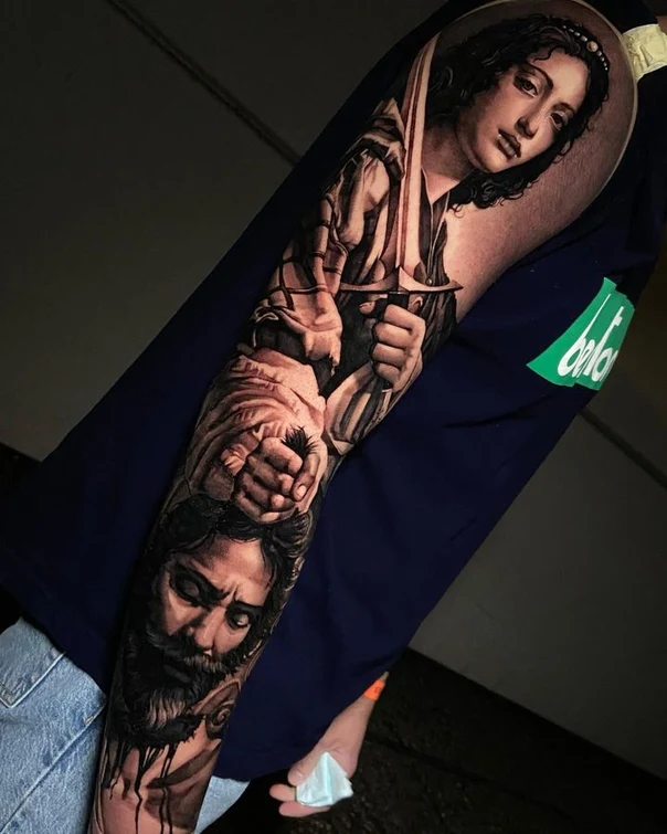 Realism Portrait, Figure tattoo on Full Sleeve