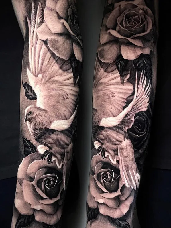 black and grey realism 纹身 在 full sleeve #66300 | 纹身师 Simone Covallero