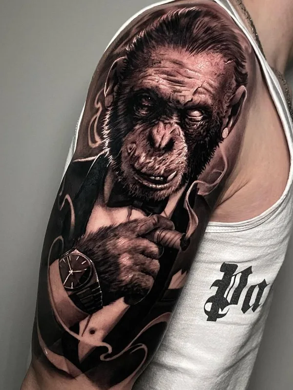 black and grey realism 纹身 在 upper arm #66305 | 纹身师 Simone Covallero