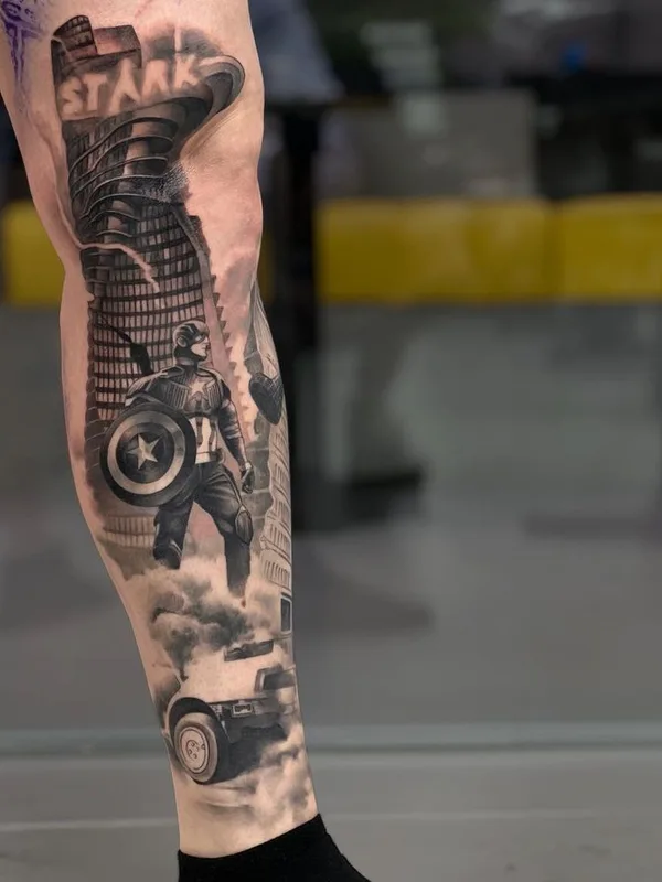 black and grey realism tattoo on calf #66308 | Tattoo Artist Rodrigo Piedrabuena