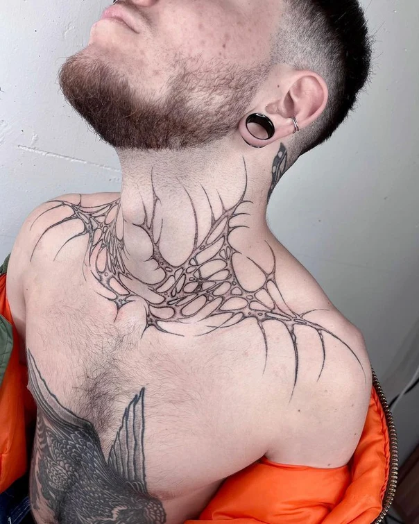 Linework Organic tattoo on Neck