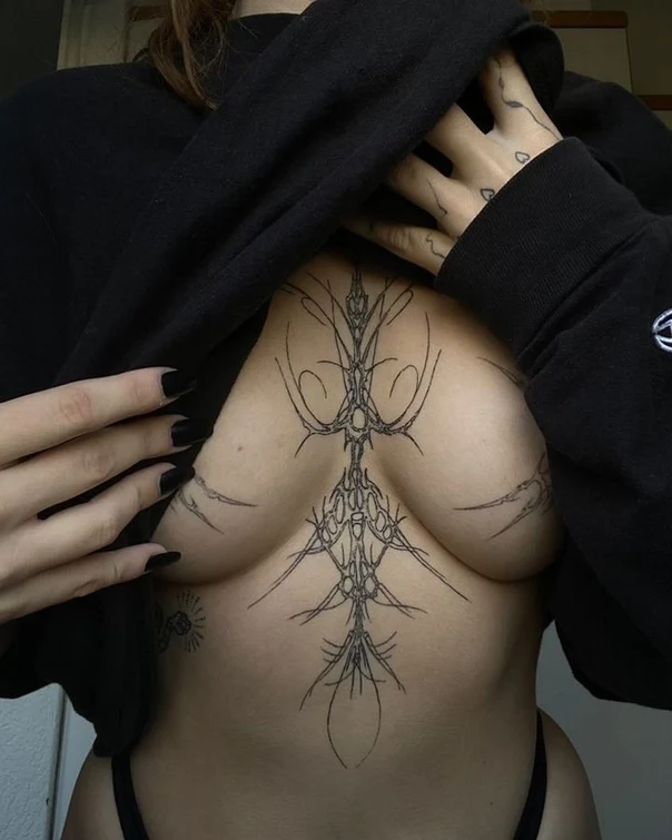 Linework Abstract tattoo on Chest