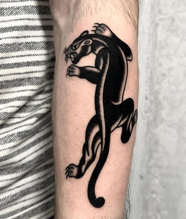 Traditional Panther tattoo on Forearm