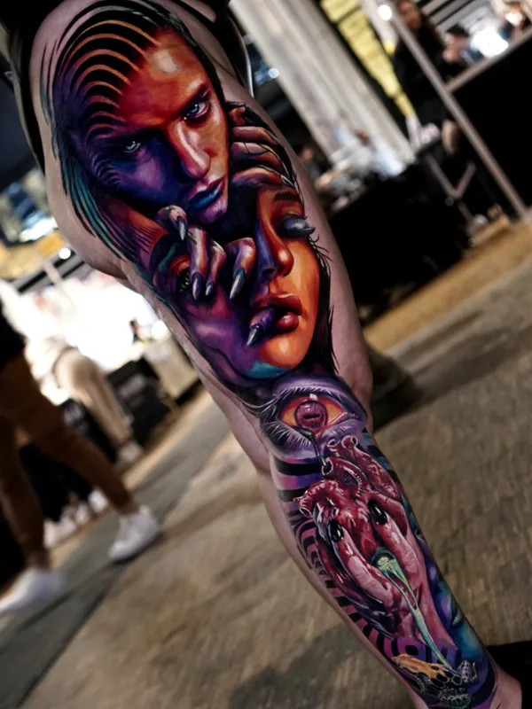 color realism 纹身 在 full leg #66420 | 纹身师 Henrique Carmo