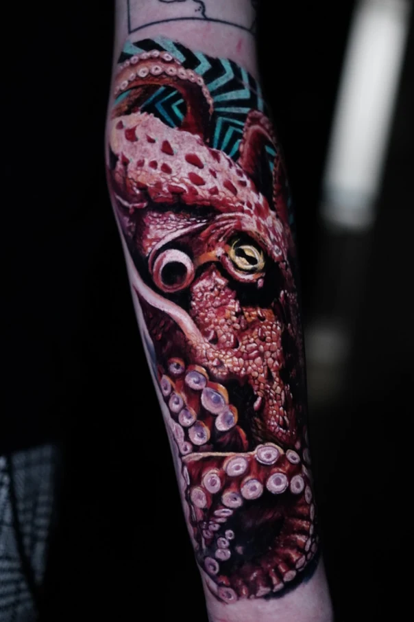 Realism Octopus tattoo on Forearm