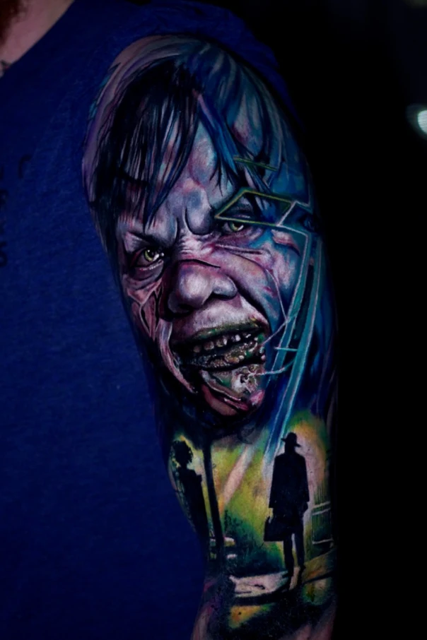 Realism Portrait, Horror tattoo on Full Sleeve
