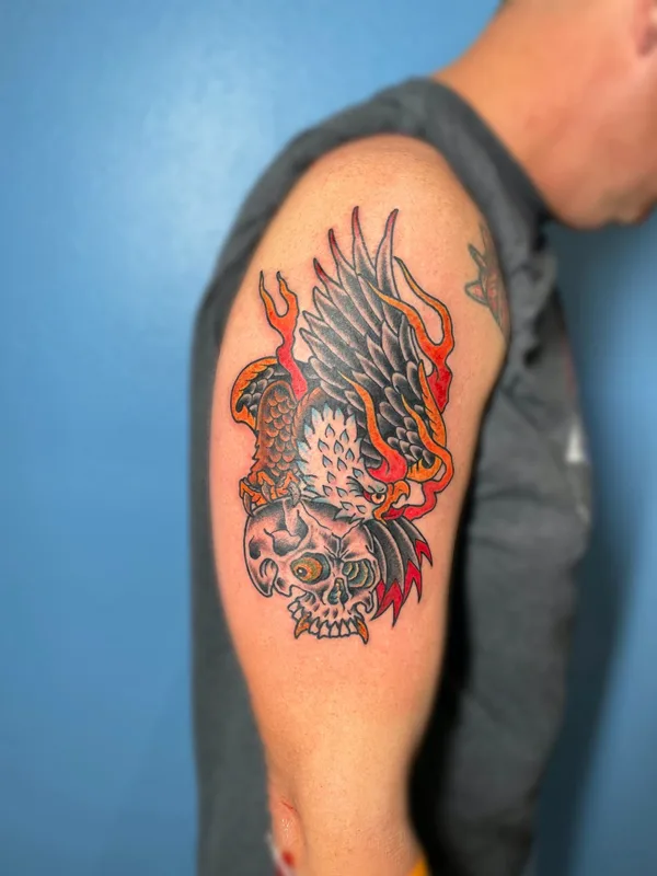 male color neo traditional 타투 부위 upper arm #66435 | 타투이스트 Sergey Fish
