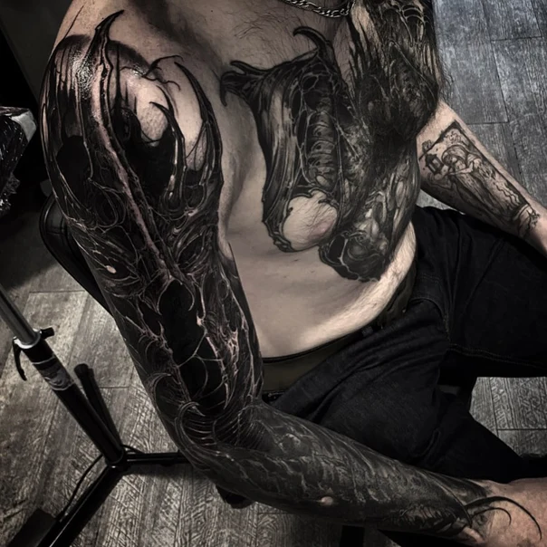 Biomechanical Abstract tattoo on Full Sleeve