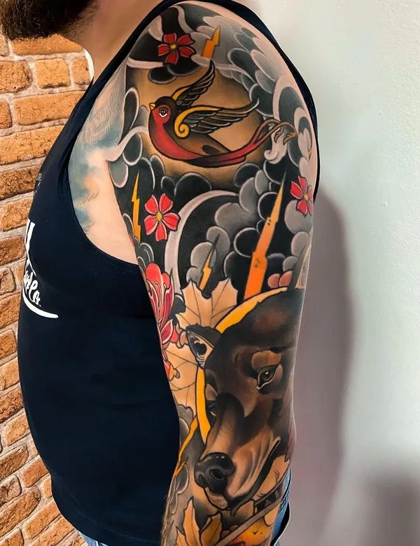 male color japanese tattoo on full sleeve #66493 | Tattoo Artist Alex Garcia