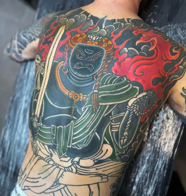 Japanese Demon, Sword tattoo on Full Back