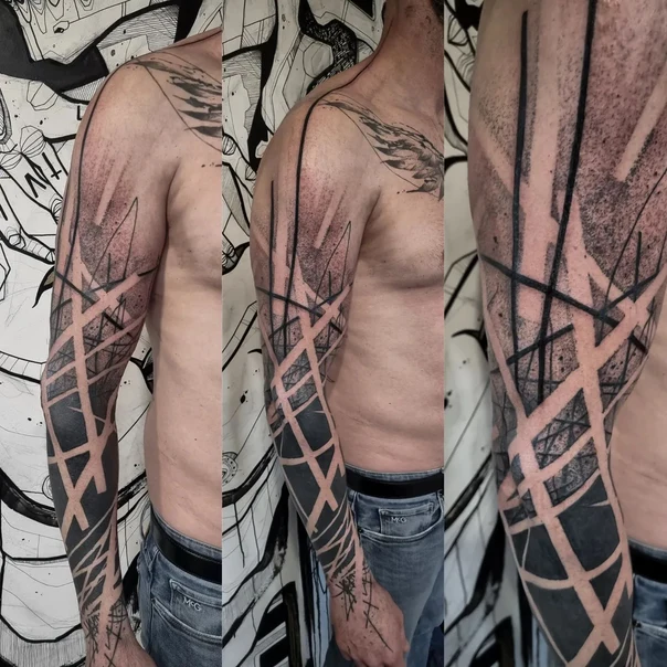 Abstract Geometric tattoo on Full Sleeve