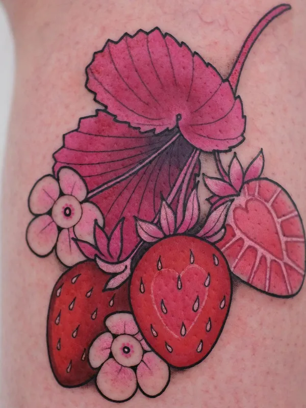 color illustrative tattoo on thigh #66761 | Tattoo Artist polar.tulip