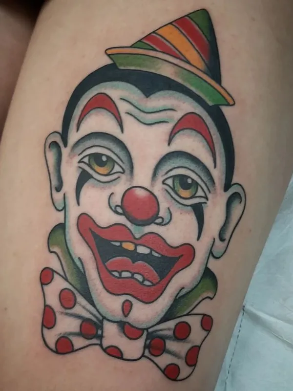 color traditional 纹身 在 thigh #66824 | 纹身师 Teethgrinder