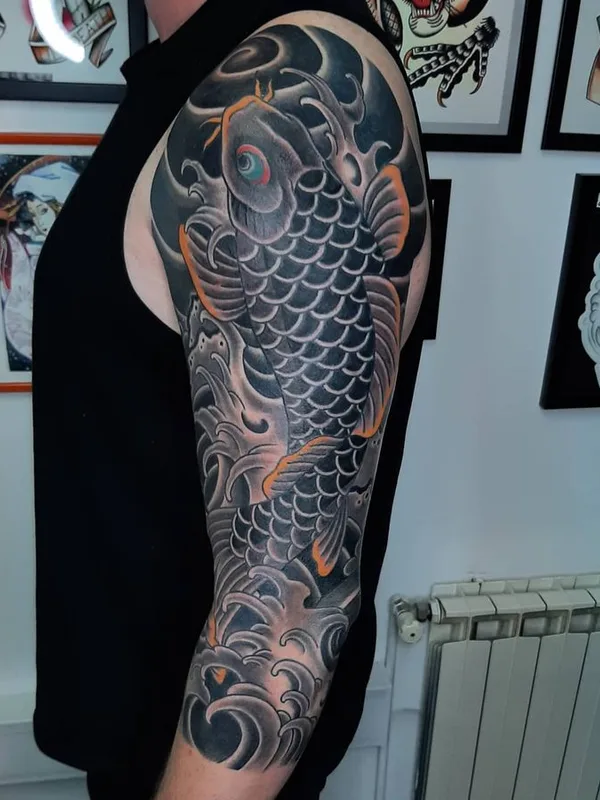 black and grey japanese 纹身 在 full sleeve #66825 | 纹身师 Teethgrinder