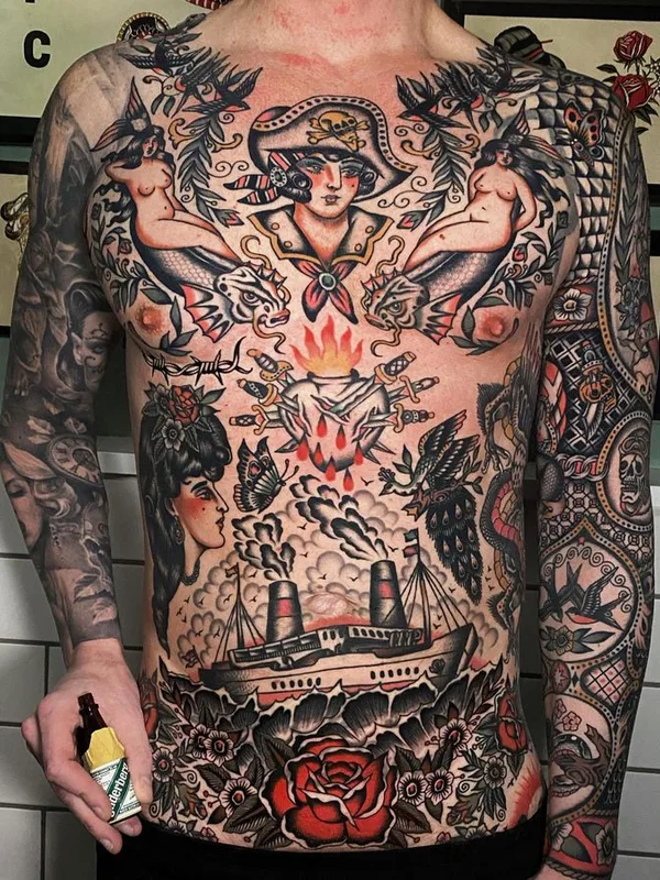 male color traditional tattoo auf full body #66861 | Tätowierer Sigbjørn