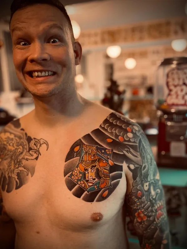 male color japanese 纹身 在 chest #66893 | 纹身师 Ron Koupal