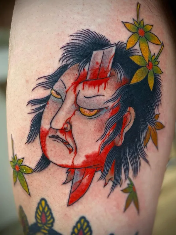 color japanese 纹身 在 thigh #66892 | 纹身师 Ron Koupal