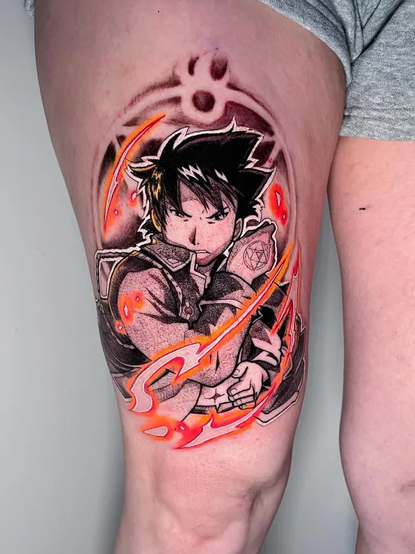 color anime tatuaje en thigh #66910 | Tatuador Niko Czarny