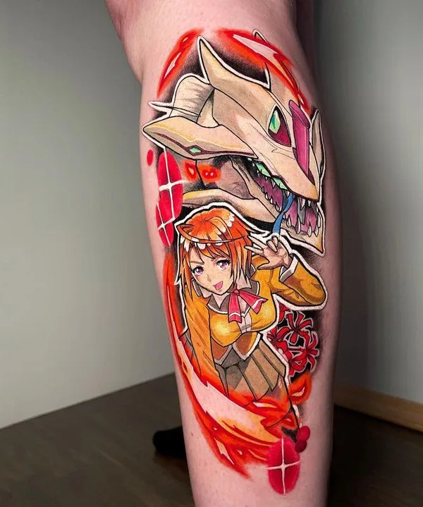 color anime tatuaje en calf #66905 | Tatuador Niko Czarny