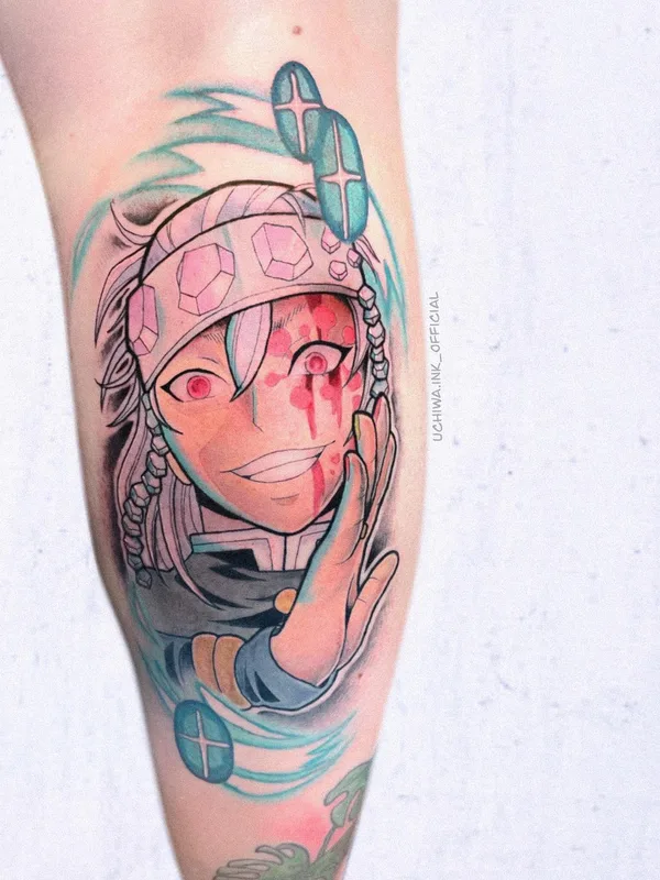 color anime tatuaje en calf #66902 | Tatuador Niko Czarny