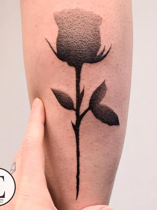 black dotwork татуировка на calf #67009 | Тату мастер Dots by Sigma