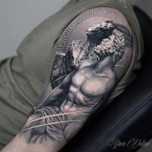Realism Figure, Eagle tattoo on Upper Arm