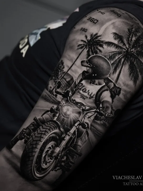 black and grey realism татуировка на upper arm #67103 | Тату мастер Вячеслав Волков