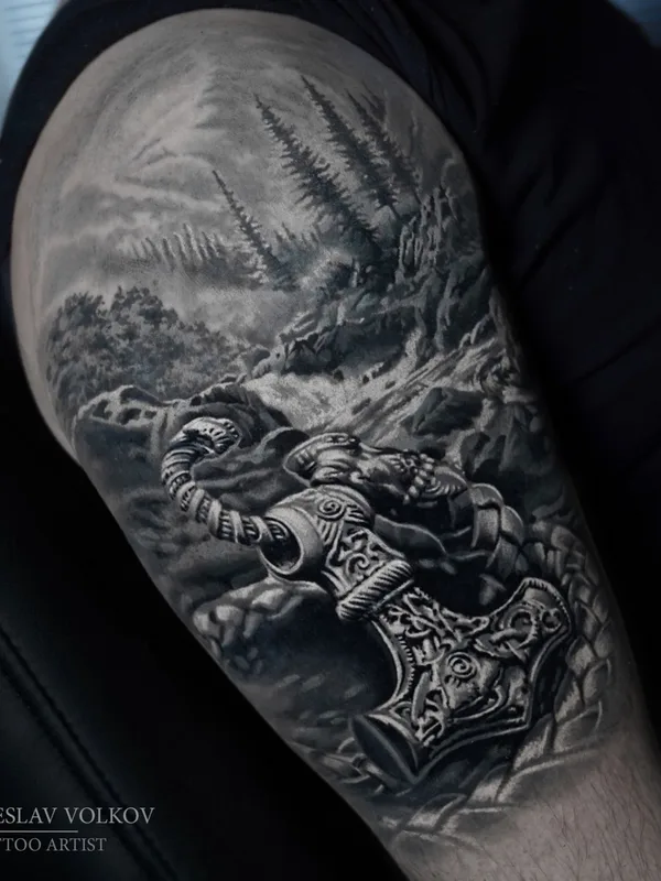 black and grey black and grey татуировка на upper arm #67107 | Тату мастер Вячеслав Волков