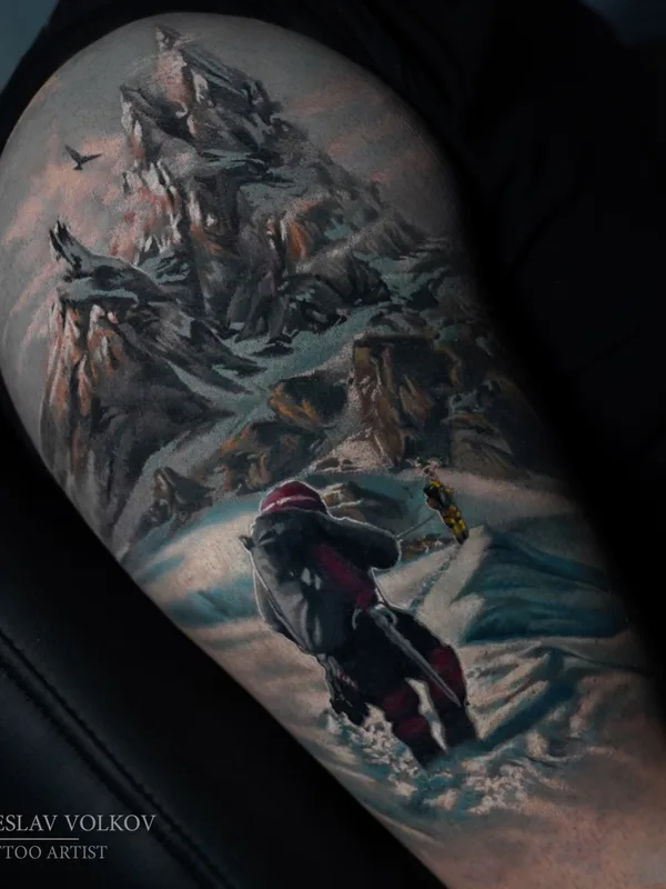 black and grey realism татуировка на upper arm #67104 | Тату мастер Вячеслав Волков