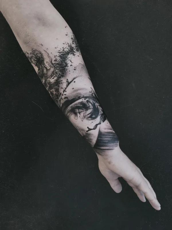 black and grey black and grey tattoo on forearm #67154 | Tattoo Artist Anastasia Salem