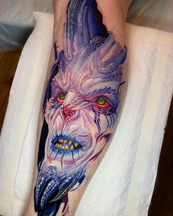 Реализм Demon, Fantasy tattoo на Икра
