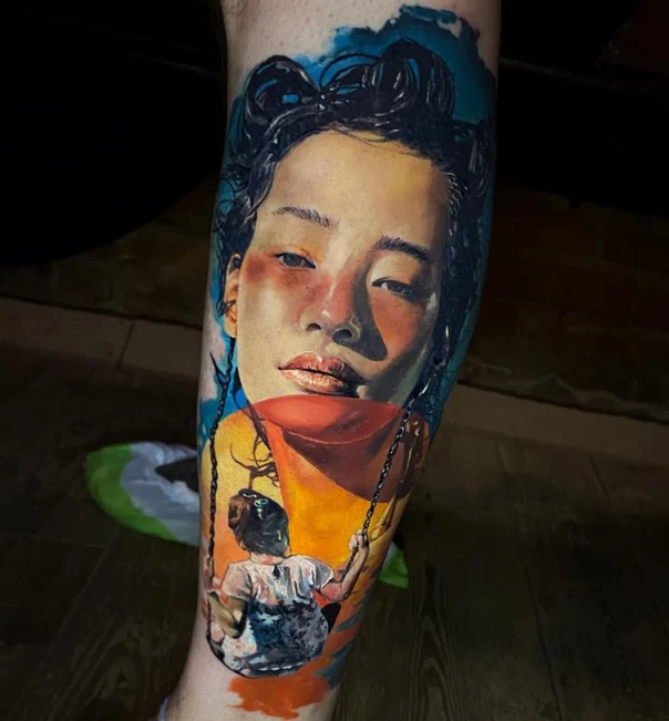 Реализм Portrait, Child tattoo на Икра