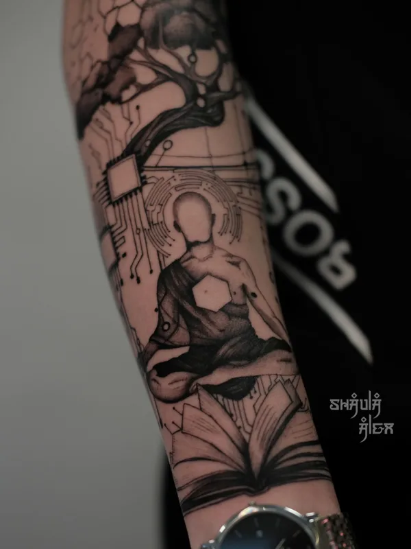 black and grey blackwork 타투 부위 forearm #67268 | 타투이스트 Alex Shaula