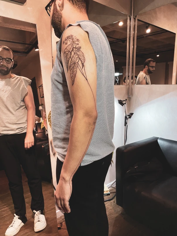 Botanic Plant, Leaves tattoo on Upper Arm