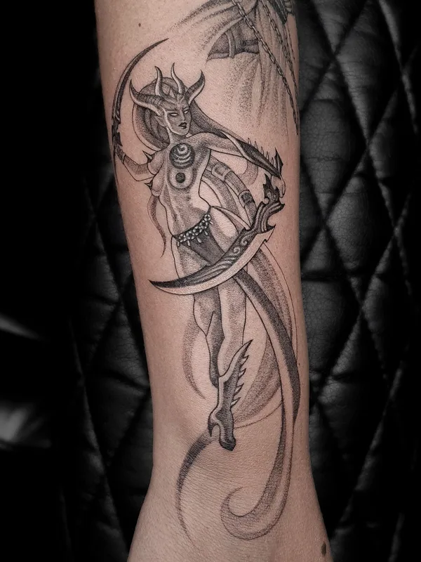 black and grey blackwork 타투 부위 forearm #67442 | 타투이스트 Łera Zabłocka
