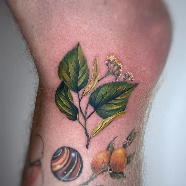 Botanic Leaves, Flowers tattoo on Forearm