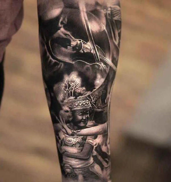 black and grey realism tattoo auf forearm #235 | Tätowierer Matthew James