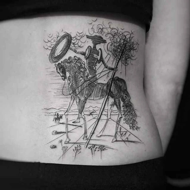 Sketch Knight, Horse tattoo on Side